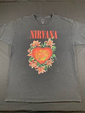 NIRVANA Black Tee with Red Block Logo